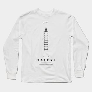 Taipei Minimal Black Line Design Long Sleeve T-Shirt